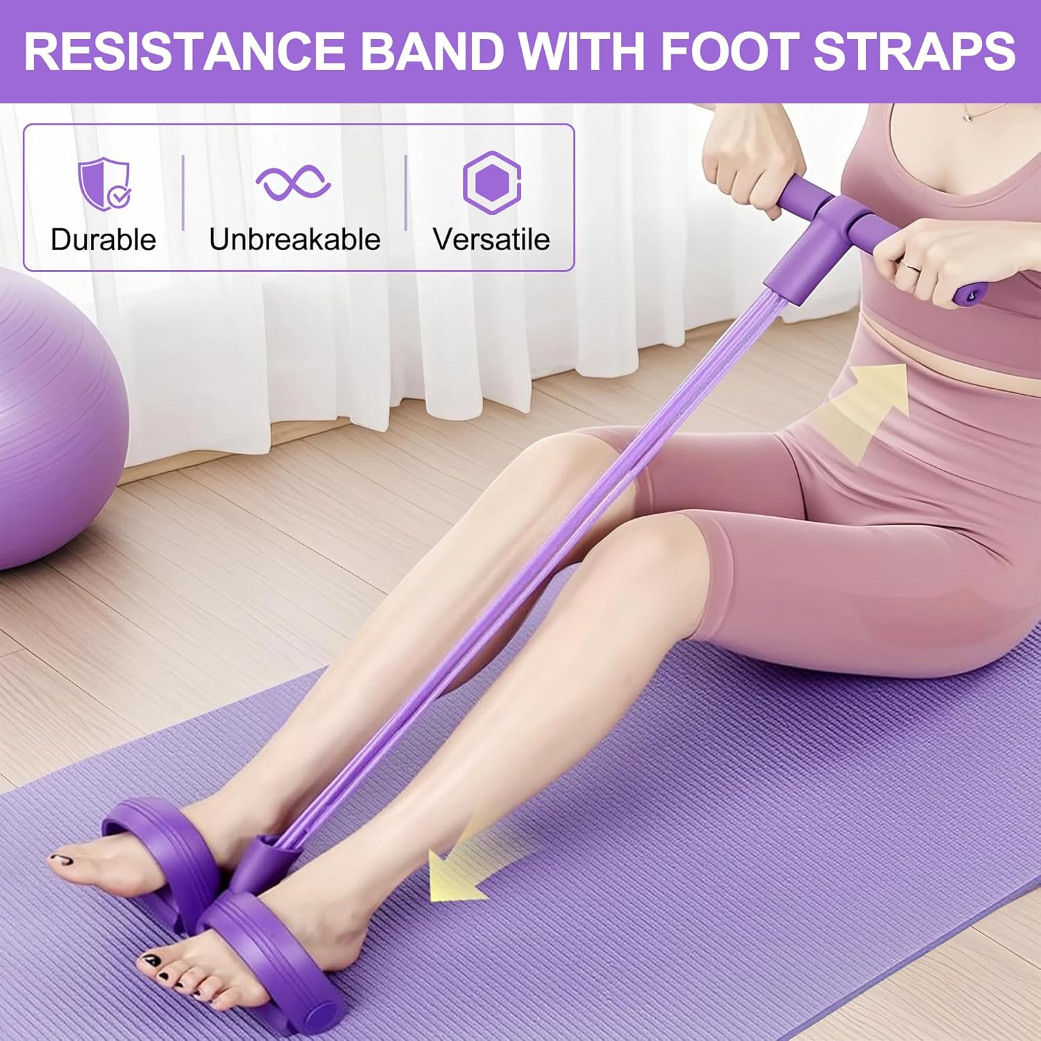 Home Gym Hyrox - حبل مقاومة متعدد الوظائف بأربع أنابيب،